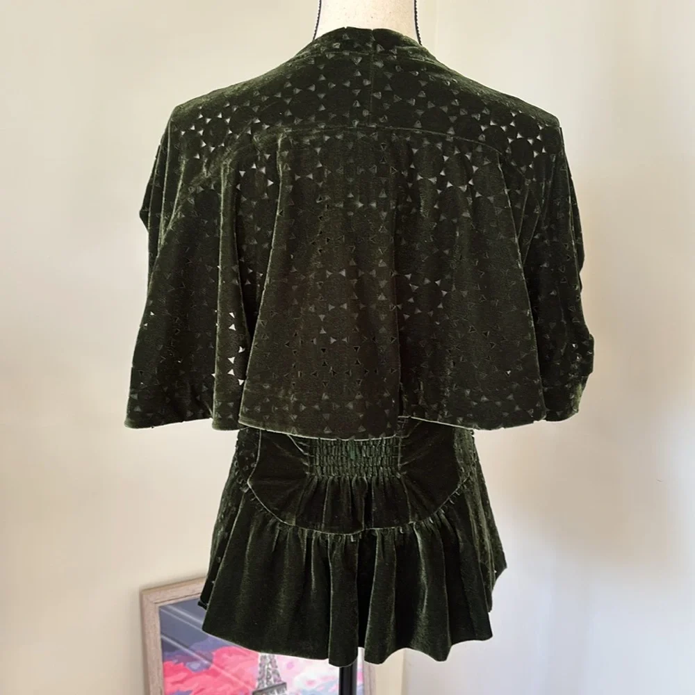 Byron Lars Dark Green Velvet Top - Picture 2 of 10